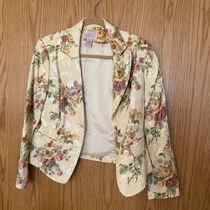 Beautiful new jacket, three button fully lined floral with sequins and beads